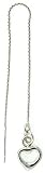 Sterling Silver Italian Heart Threader Earrings total length 4 1/4 Long