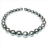 13 x 17mm natural color Grey Green baroque Black Tahitian south sea cultured pearl necklace