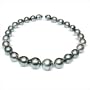 13 x 17mm natural color Grey Green baroque Black Tahitian south sea cultured pearl necklace