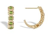 14K Yellow Gold Genuine Round Peridot Hoop Earrings