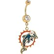NFL Logo GOLD Double GEM Belly Ring - Miami Dolphins