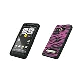 Premium Hot Pink and Black Design Silicone Gel Skin Cover Case for HTC Evo  ....