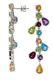 14K White Gold Multi-Stone Dangle Earrings