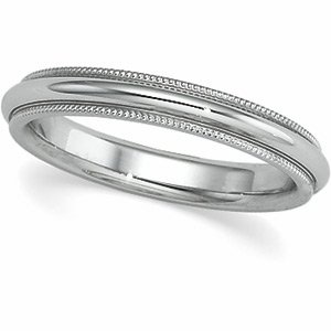Genuine IceCarats Designer Jewelry Gift 10K White Gold Wedding Band Ring Ring. 03.00 Mm Comfort Fit Milgrain Band In 10K Whitegold Size 4