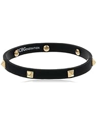 BCBGeneration Rubber Rocks Black and Gold Pyramid Bracelet, 8"