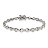 Eve's Addiction Sterling Silver Bezel Link Tennis Bracelet