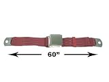 2-Point Lap Seat Belt, Maroon, 60 Inch Length, with Chrome Lift Latch