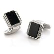 Rhodium Brass with Jet Synthetic Onyx Cufflink, Weight: 13.40gm