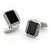Rhodium Brass with Jet Synthetic Onyx Cufflink, Weight: 13.40gm