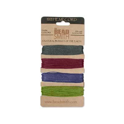 Hemp Twine Bead Cord 1.0mm - Dark Jewel Colors 