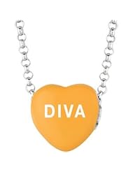 Sweethearts Enamel "Diva" Heart on 16" Necklace Pendant with Gift Box