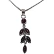 Garnet Pendant with Chain Sterling Silver Jewelry 2.25 inches