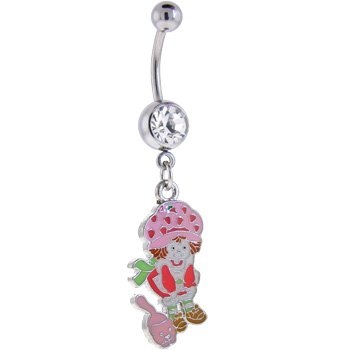 Strawberry Shortcake and CAT Crystalline GEM Dangle Belly Ring