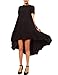 Jollychic Women's O Neck Short Sleeve Solid Color Cocktail Asymmetric Long Dress