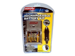 DigiPower DPS-3000+ 3-Hour AA/AAA Rechargeable Battery Kit with 4 AA 2700 mAh Batteries and Car Charger