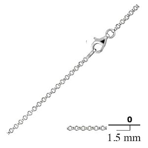 1.5mm Sterling Silver Rolo Chain in 16", 18", 20", 24" and 30" Lengths, #8428
