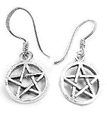 Sterling Silver Pentacle or Pentagram Hook Earrings