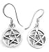 Sterling Silver Pentacle or Pentagram Hook Earrings