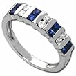14Kt White Gold Blue Sapphire and Frozen Diamond Ring