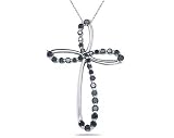1.00CTW Black Diamond Cross Pendant in White Gold