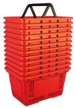 Large Plastic Shopping Basket Set of 12 - RED