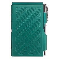 Wellspring Flip Notes Metal Note Case with Mini Pen and Notepad, Emerald Green