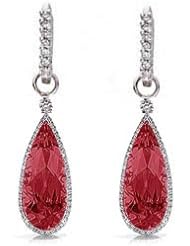 8.58Ct Ruby & Diamond Dangling Hoop Earrings 18k Gold