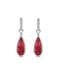 8.58Ct Ruby & VS Diamond Dangling Earrings 18k Gold