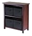 Verona 2-Shelf Storage with 4 Baskets - Walnut/ Black
