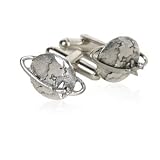 World Traveler Pewter Silver Cufflinks with Globe and Airplane with Presentation Box