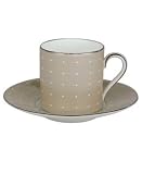 Monique Lhuillier for Royal Doulton ?toile Platinum Tan Espresso Cup and Saucer Set