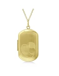 Rectangle Shaped Pendant Necklace With Heart Engraved Design For Women 14K Yellow Gold Vermile