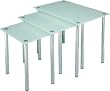 Lite Source LDK-6128 Chrome and White Glass Set of 3 Nesting Tables