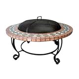 LB International 93482 Mosaic Tile Rim Fire Pit