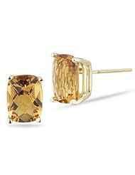 1.61 Cts of 7x5 mm AA Cushion Citrine Stud Earrings in 14K Yellow Gold-Screw Backs