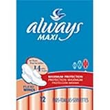 Always Maxi Pads Maximum Protection With Wings - 12 pads/pack, 12 packs