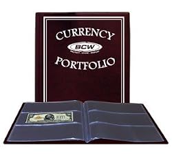 BCW - BURGUNDY Currency Portfolio - (Dollar Bill Combo Storage Album) - Currency and Coin Collecting Supplies