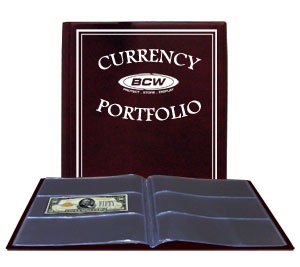 BCW - BURGUNDY Currency Portfolio - (Dollar Bill Combo Storage Album) - Currency and Coin Collecting Supplies