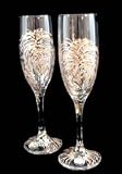 Fireworks Design - Hand Painted - Matching Set of Toasting Flutes - 6 oz.