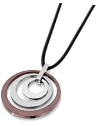 Amalfi™ Stainless Steel Circle Pendant on 17" Black Cord