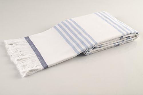 Luxury Terry Peshtemal, Turkish Cotton,38 by 68 inches, High-end Traditional Turkish Cotton Towel (Light Blue)