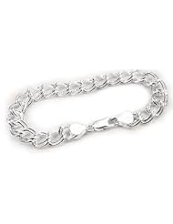 9mm Wide Sterling Silver 8" Double Link Chain Charm Bracelet