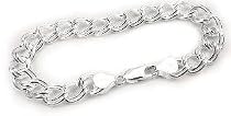9mm Wide Sterling Silver 7" Double Link Chain Charm Bracelet