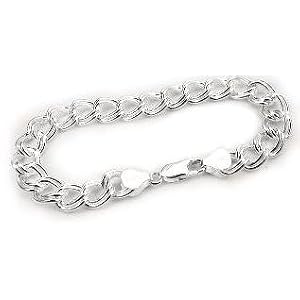 Buy 9mm Wide Sterling Silver 8 Double Link Chain Charm Bracelet by Silver Insanity