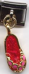 Gold/Pink Flip Flop Dangle Italian Charm