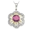 14K Two-Tone Gold Pink Tourmaline and Diamond Pendant