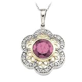 14K Two-Tone Gold Pink Tourmaline and Diamond Pendant