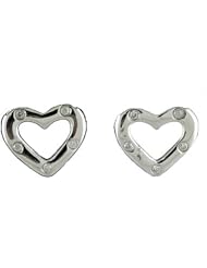 14K White Gold Diamond Heart Earrings