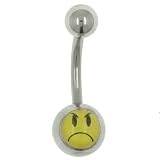 Belly Button Rings Mad Face Dangle Belly Navel Ring Body Jewelry