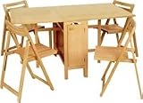 LINON 5 PIECE NATURAL SPACE SAVER DINING SET- 901NATSET-01-KD